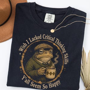 T-Shirt „Ich wünschte, ich hätte keine kritischen Denkfähigkeiten“, Trostpreis-T-Shirt mit Argyle-Muster, lustiges Frosch-Top für Introvertierte, Retro-Geschenk