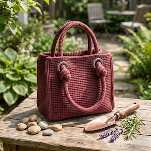 Crochet Lunch Bag Pattern PDF, Easy Beginner Tote, Reusable Cotton Bag (Digital Download)
