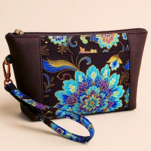 Monedero de algodón y corcho con diseño de mandala de pavo real, cartera para celular, 4 ranuras interiores para tarjetas, bolsillo exterior, correa desmontable - 16,5 x 12,7 x 5 cm