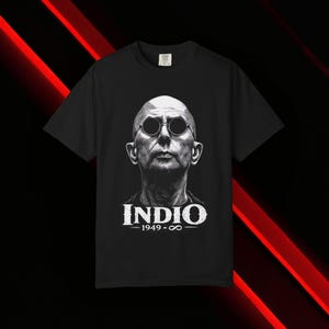 Indio Infinity Rock Legend Minimalist Portrait Engraving Graphic T-Shirt
