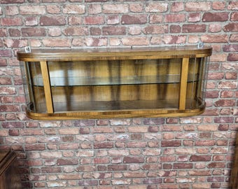 Upcycled Art Deco Walnut Wall Cabinet with Slatted Glass Corners