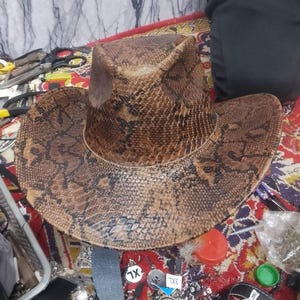 Snake Embossed Leather Cowboy Hat – Handmade Western Festival Rodeo Hat Unisex