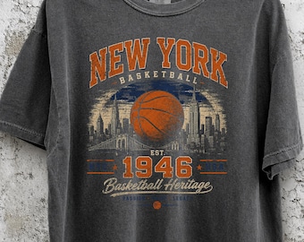 Comfort Colors® New York Boxy Tee | Retro Basketball Shirt | Sporty Aesthetic T-shirt | Trendy Game Day Clothing, New York Boxy Tee
