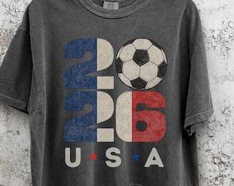 Comfort Colors® Boxy Tee Vintage USA Soccer Shirt, World Soccer 2026 Tee, USA National Team Soccer Shirt, Vintage USA Soccer Fan Gift