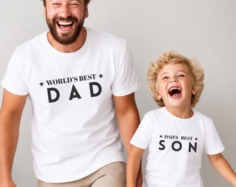 Camisetas a juego para padre e hijo, Camiseta "El mejor papá del mundo, el mejor hijo de papá", Conjunto a juego para padre e hijo, Regalo para el Día del Padre