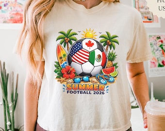 Comfort Colors® Summer Football Shirt Retro Football Tee Football Player Gift Vintage Sunset Palm Tree Football Season Summer Sports Shirt