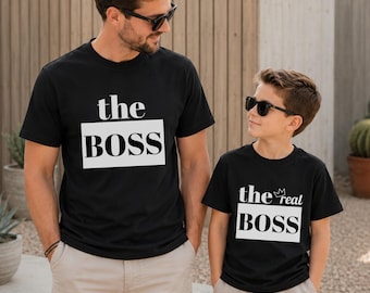 Camisetas a juego "El Jefe, el Jefe de Verdad", Camiseta divertida a juego para padre e hijo, Regalo para el Día del Padre, Conjunto familiar a juego