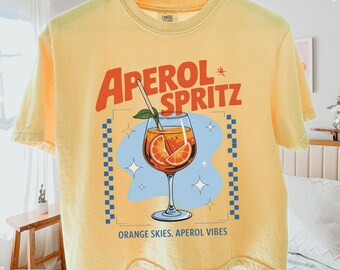 Comfort Colors® Vintage Aperol Spritz Shirt, Signature Cocktail Boxy Tee, Retro Italy Shirt, Italy Summer Vacation Boxy Tee