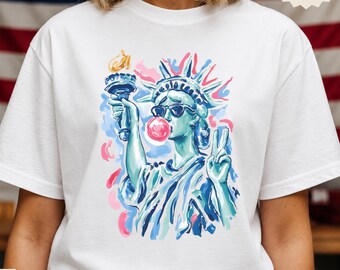 Comfort Colors® Statue Of Liberty Shirt, Patriotic Pop Art Tee, Funny USA Graphic Shirt, Fourth Of July Fashion Shirt