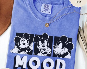 Camiseta Comfort Colors® Mood Graphic, camiseta inspirada en dibujos animados vintage, camiseta con un lindo personaje retro, atuendo casual a la moda.