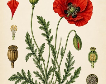 Illustrazione Vintage Papavero (Poppy)