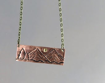 Mountains necklace copper