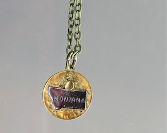 Brass Pendant Necklace With Tiny Montana Cutout