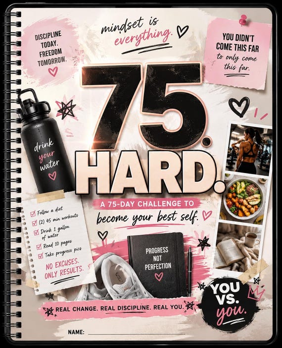 75 Hard Challenge Planner | Digital PDF Journal | Workout, Meal & Habit Tracker