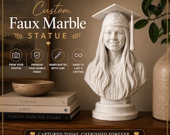 Custom Faux Marble Statue - Photo to 3D Marble Like Sculpture