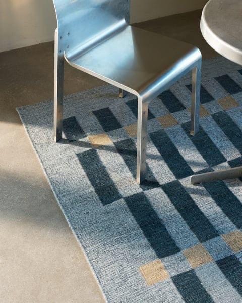 Navy Cream Stripe Grid