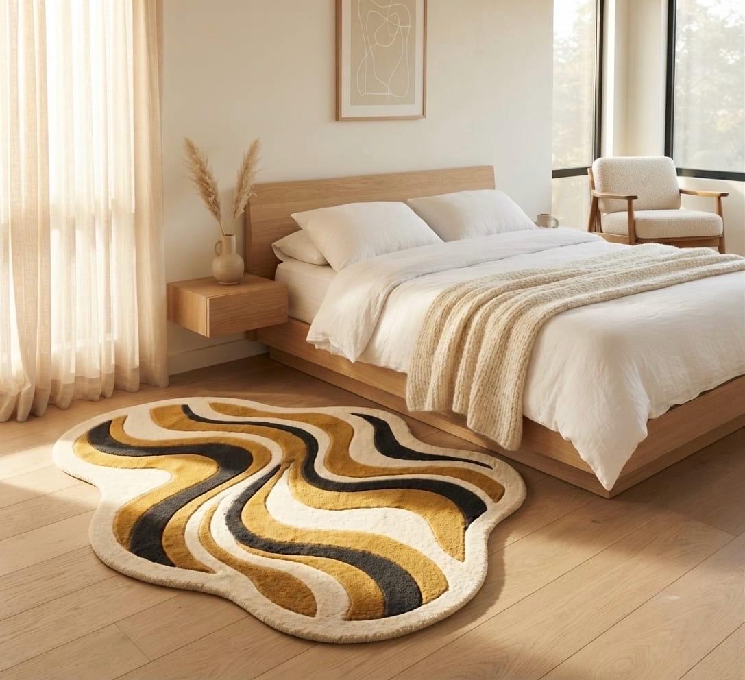 Mustard Ivory Wavy Abstract