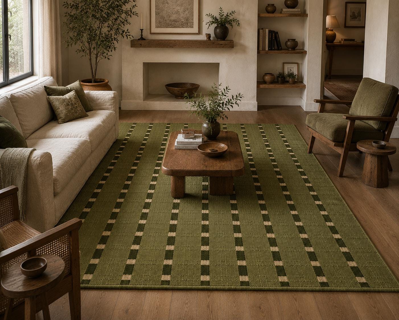 Olive Green Vertical Stripe