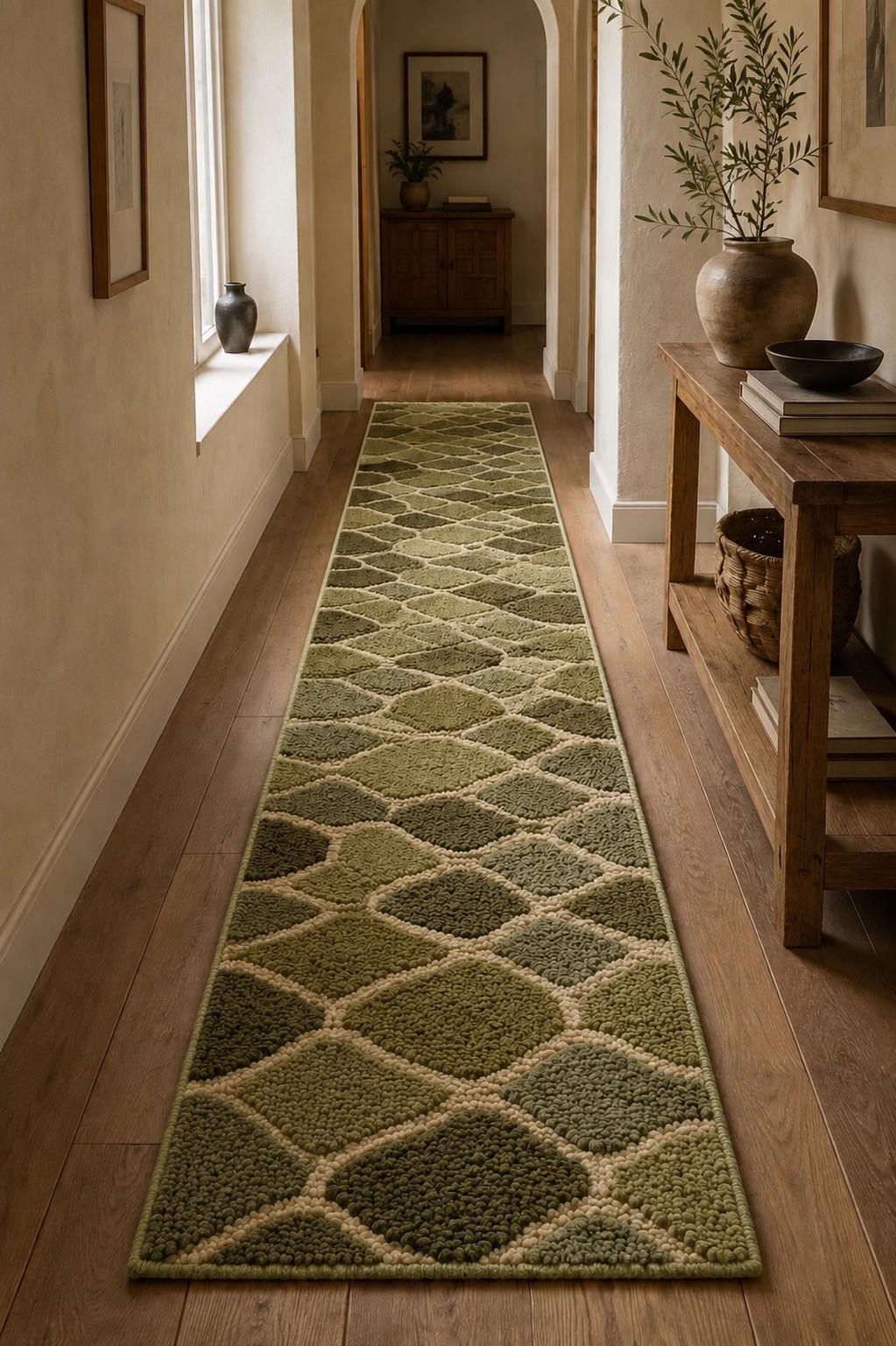 Olive Ivory Diamond Runner