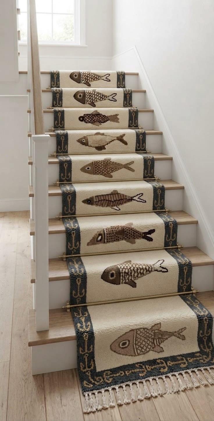 Ivory Brown Nautical Fish
