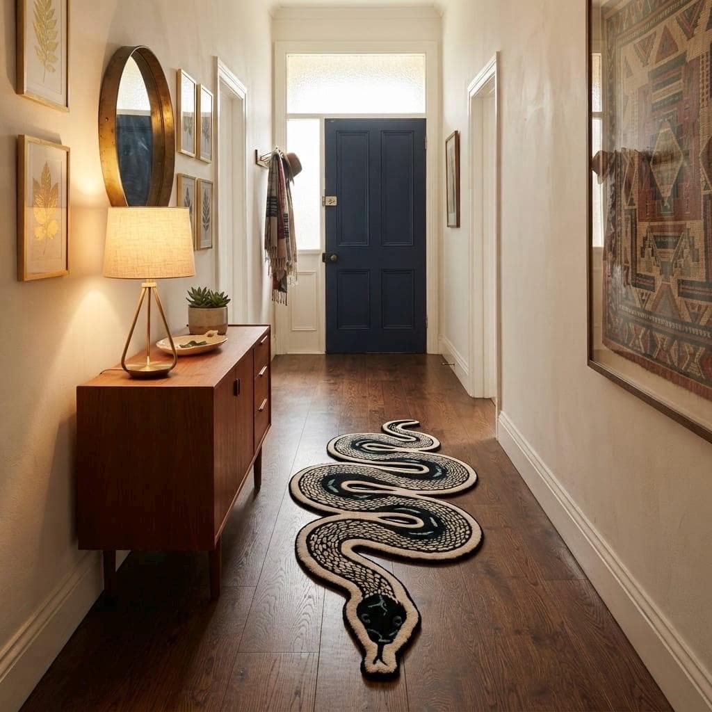 Ivory Charcoal Coiled Snake