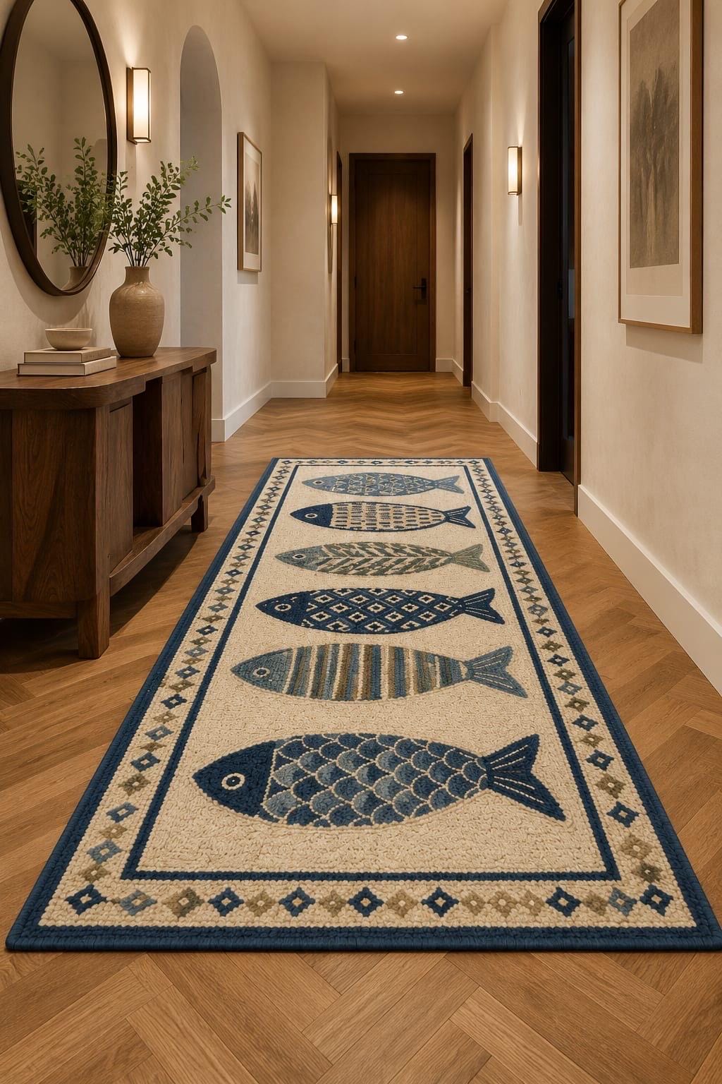 Ivory Navy Fish Motif