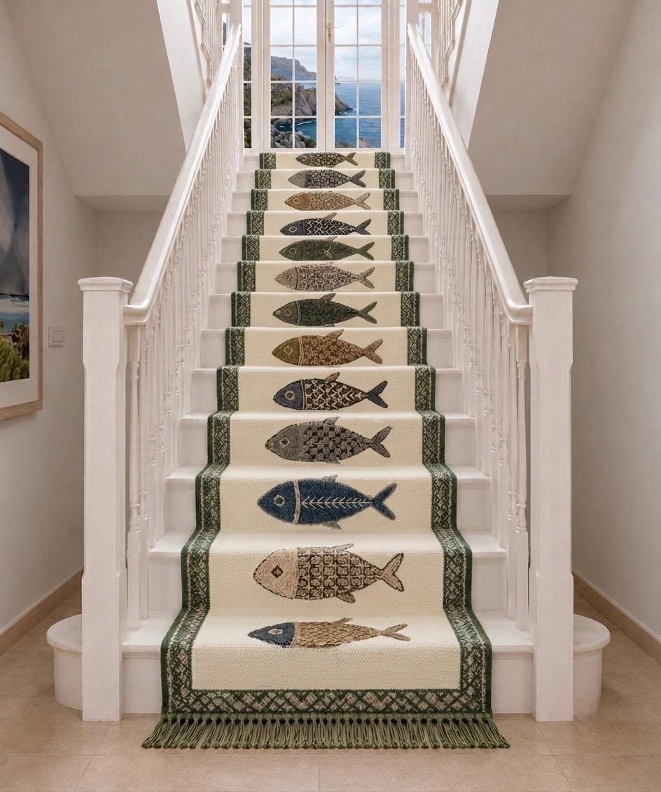 Ivory Olive Fish Stair