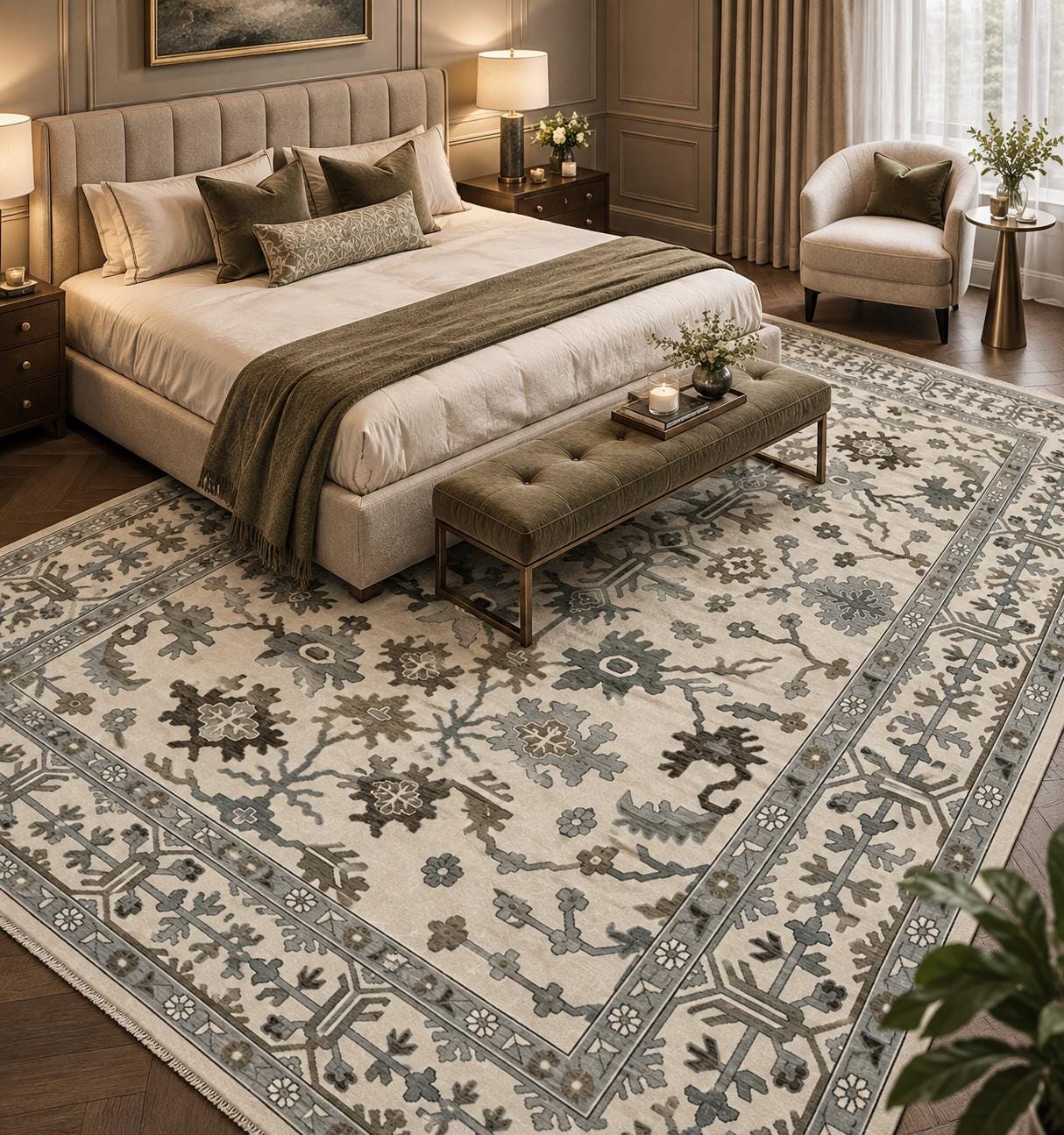 Cream Grey Vintage Floral