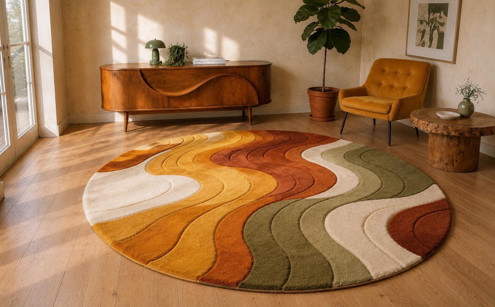 Mustard Terracotta Wave Circle