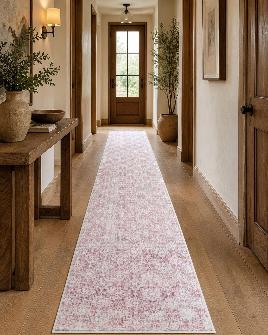Rose Pink Faded Trellis