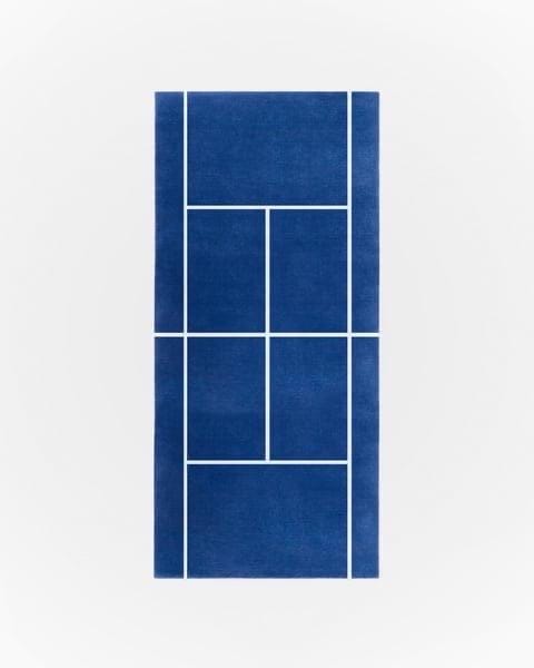Hand tufted Blue Geometric Runner Rug