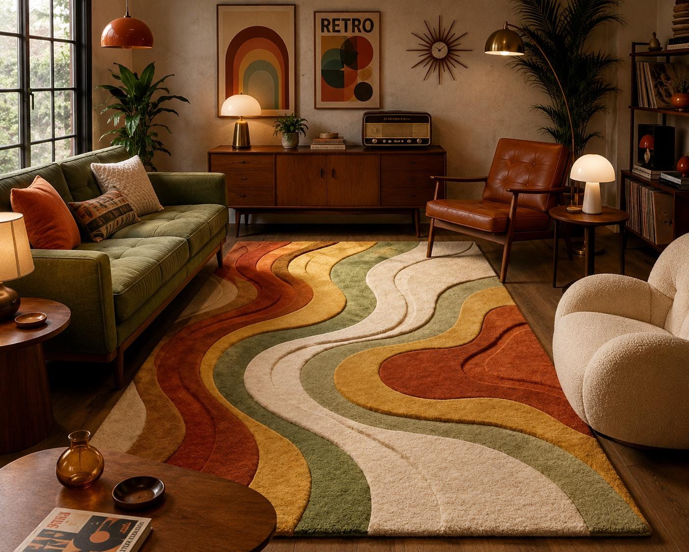 Terracotta Sage Curved Wave