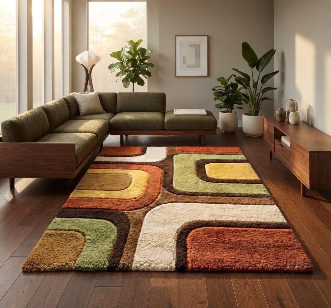 Hand Tufted Retro Geometric Area Rug
