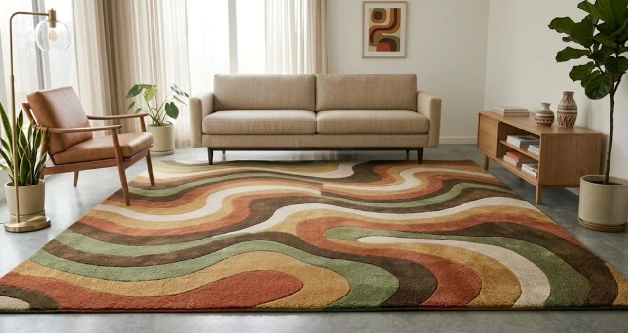 Rust Olive Flowing Wave