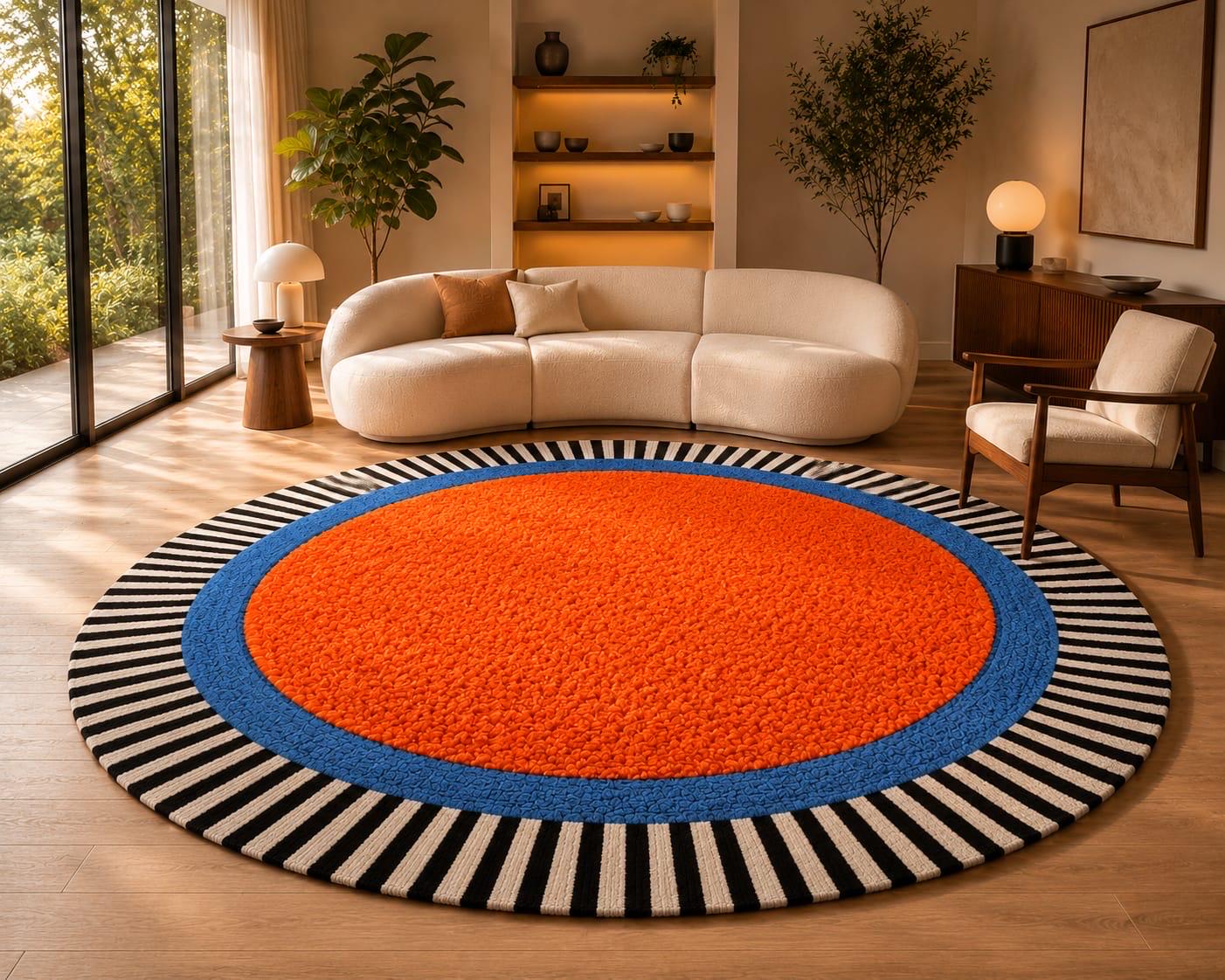 Burnt Orange Sunburst Circle