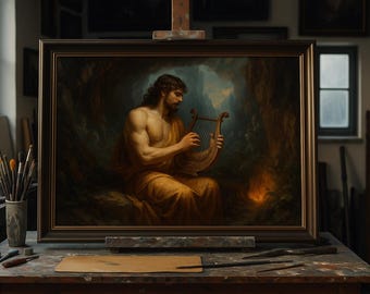Orfeusz w podziemiach, obraz olejny | Mitologia starożytnej Grecji, sztuka ścienna | Ręcznie robiony obraz na płótnie na zamówienie