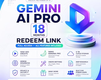 Gemini AI Pro 18 Month Access | Redeem Link Included | Instant Delivery | Secure Fast Access