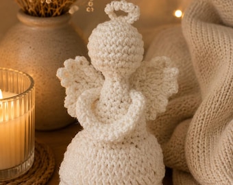 Anjo de crochê feito à mão: opções para homenagem póstuma, decoração de Natal e auréola.