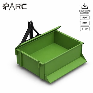 Hydraulic Tractor Rear Dump Bucket CAD Files, Cargo Box Manufacturing Plans (pdf, dxf, step)