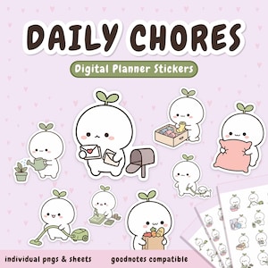 Kawaii klusjes digitale planner stickers, GoodNotes, Cricut en silhouet compatibel (afdrukbaar)