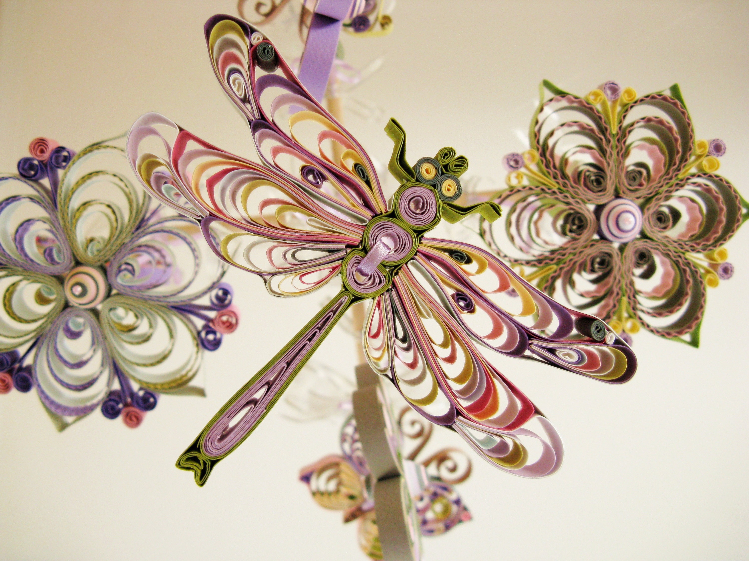 Dragonfly Mobile Crib Mobile Baby Nursery Mobile Flower Mobile Butterfly Mobile Quilling Mobile