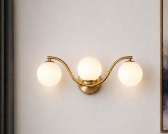 Handgefertigte Messing Globe Wandleuchte - Mid-Century gebogener Arm Licht für Schlafzimmer & Flur - Luxus Designer Industrieleuchte