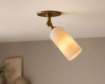 Alabaster Messing Semi Flush Mount Spotlight | Verstellbare Deckenleuchte für Flur