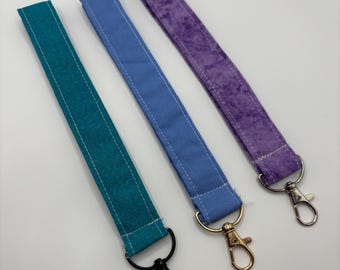 Upcycled Cotton Fabric Wristlet Keychain - 7"