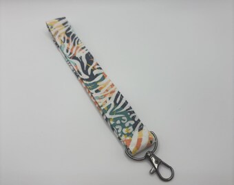 Upcycled Cotton Fabric Wristlet Keychain Multicolor - 7"