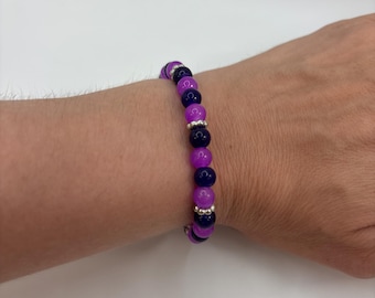 Colorful Glass Beaded Bracelet, Handmade Stretch Bracelet, Multicolor Boho Jewelry, Stackable Gift