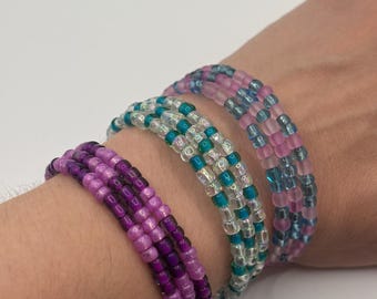 Colorful Beaded Wrap Memory Wire Bracelet