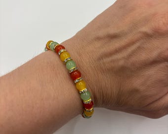 Colorful Glass Beaded Stretch Bracelet