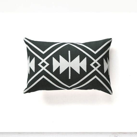 Cheyenne Modern Tribal Lumbar Pillow Cover Black / Off Etsy