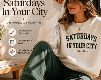 Personalized College Town Sweatshirt | Customized Tailgate Outfit Crewneck | Custom City Name Sweatshirt | Football Season Gift